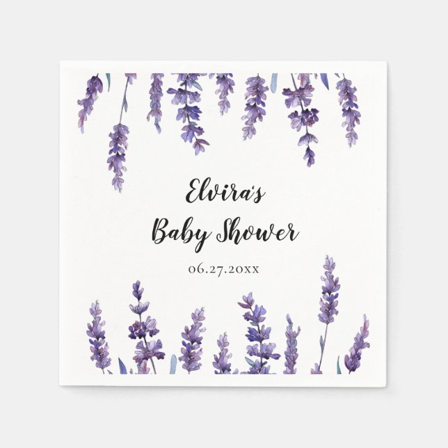 Elegant floral lavender Baby Shower Napkin (Front)