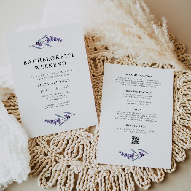 Elegant Floral Lavender Bachelorette Weekend Invitation (Creator Uploaded)