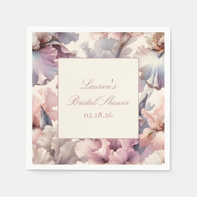Elegant Floral Lavender & Blush Bridal Shower Napkin (Front)