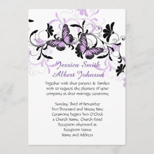 Elegant Floral Lavender Butterfly Wedding Invite