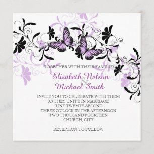 Elegant Floral Lavender Butterfly Wedding Invite