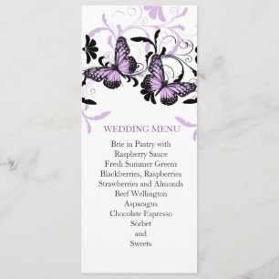 Elegant Floral Lavender Butterfly Wedding Menu