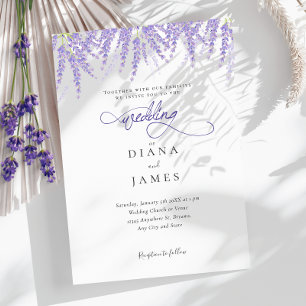 Elegant Floral Lavender Calligraphy Wedding Invitation