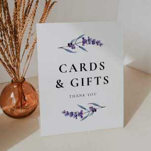 Elegant Floral Lavender Cards and Gifts Pedestal Sign
