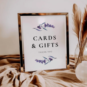 Elegant Floral Lavender Cards and Gifts Sign