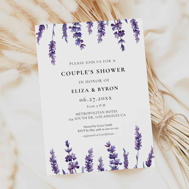 Elegant Floral Lavender Couple's Shower Invitation (Creator Uploaded)