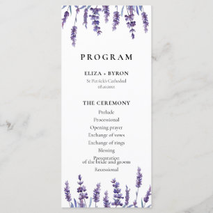 Elegant floral lavender double sided wedding programme