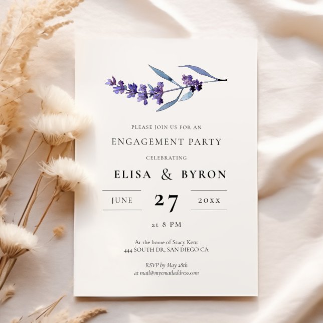 Elegant floral lavender engagement party invitation (Creator Uploaded)