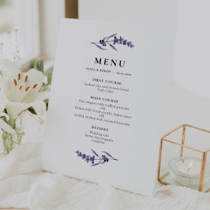 Elegant Floral Lavender Menu Pedestal Sign