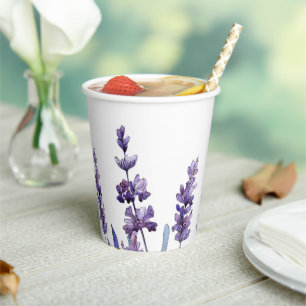 Elegant Floral Lavender Paper Cups
