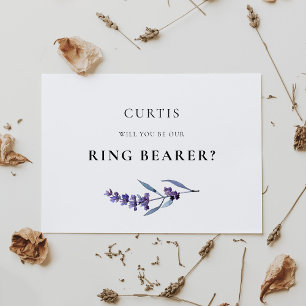 Elegant Floral Lavender Ring Bearer Proposal Card