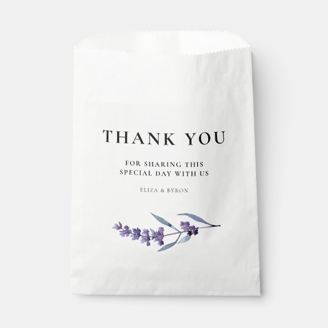 Elegant Floral Lavender Thank You Favour Bags (Front)