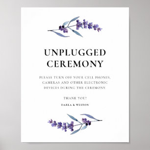 Elegant floral lavender Unplugged wedding ceremony Poster