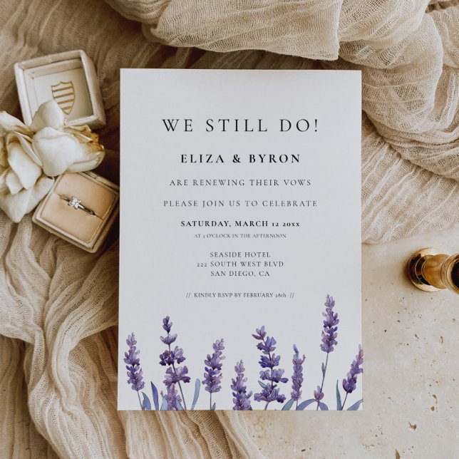 Elegant Floral Lavender We Still Do Vow renewal Invitation (Creator Uploaded)