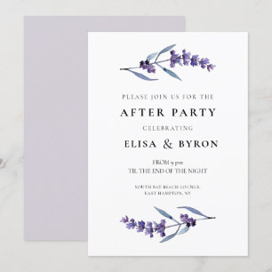 Elegant floral lavender wedding after party invitation