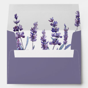 Elegant floral lavender wedding envelope