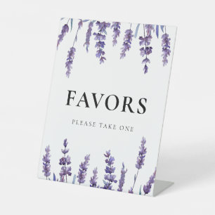 Elegant Floral Lavender Wedding Favours Pedestal Sign