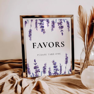 Elegant Floral Lavender Wedding Favours sign
