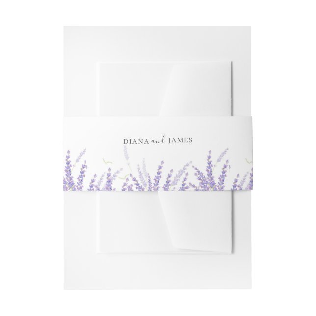 Elegant Floral Lavender Wedding Invitation Belly Band (Front Example)