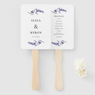 Elegant Floral Lavender Wedding Program Hand Fan
