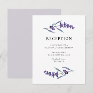 Elegant floral lavender wedding reception card