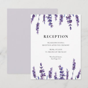 Elegant floral lavender wedding reception card