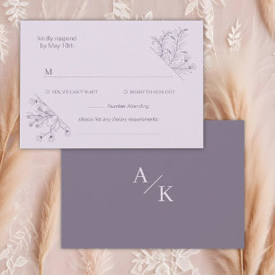 Elegant Floral Lavender Wedding RSVP Card