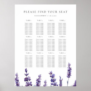 Elegant Floral Lavender Wedding Seating Chart