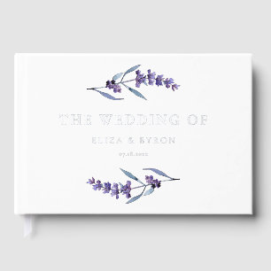 Elegant Floral Lavender Wedding Silver Guest Book