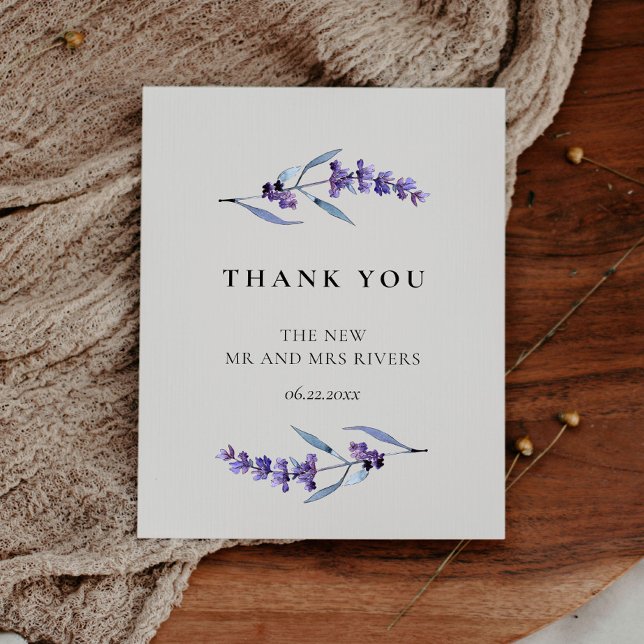 Elegant floral lavender wedding thank you card (Creator Uploaded)