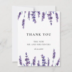 Elegant floral lavender wedding thank you card