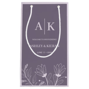 Elegant Floral Lavender Wedding Welcome  Small Gift Bag