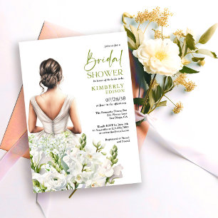 Elegant Floral Lavish White Bouquet Bridal Shower Invitation