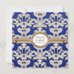 Elegant Floral Leaf Damask Baroque Gold Swirl Card