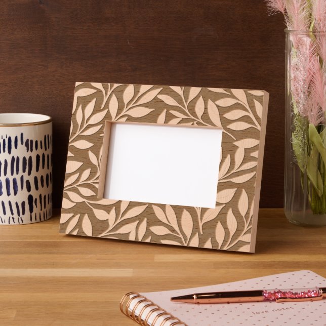 Elegant Floral Leaves Modern Chic Etched Frames (Left)