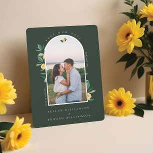 Elegant Floral Lemon Tree Arch Photo Green Save The Date