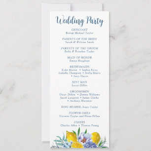 Elegant Floral Lemon Wedding Program Invitation
