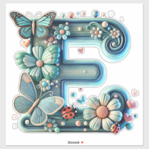 Elegant Floral Letter E with Butterflies
