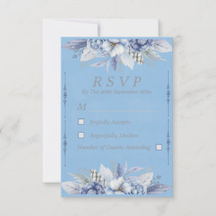 Elegant Floral Light Blue RSVP Card