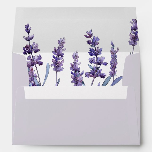 Elegant floral light lavender wedding envelope (Back (Bottom))