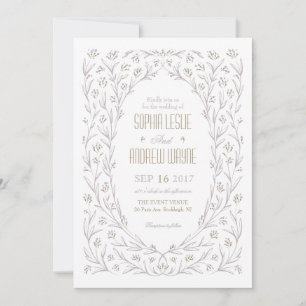 Elegant floral lilac purple rustic wedding invitation