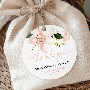 Elegant floral lilies blush thank you favour tags