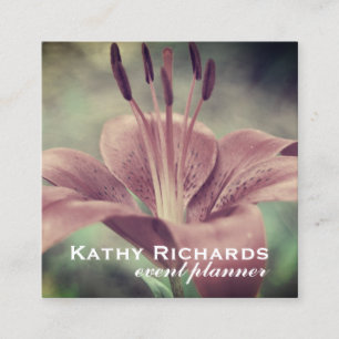 Elegant Floral Lily Event Planner Square Business Card