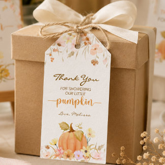 Elegant Floral Little Pumpkin Thank You  Gift Tags