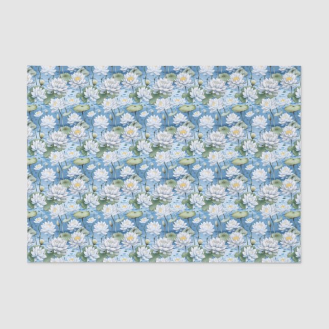 Elegant floral lotus flowers tiled  tissue paper (Front)