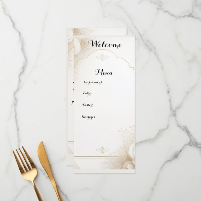 Elegant Floral Luxe Custom Menu (Front/Back In Situ)