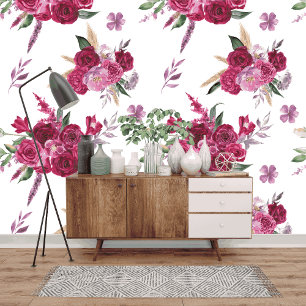 Elegant floral magenta and maroon flowers wallpaper