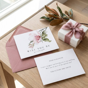 Elegant Floral Magnolia Bridesmaid Proposal Card