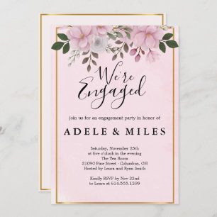 Elegant Floral Magnolia Engagement Party Invitation