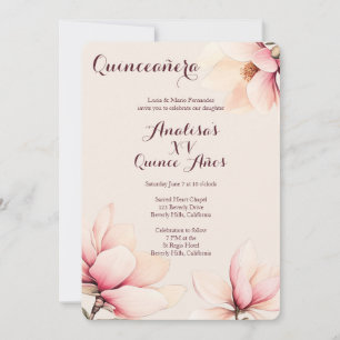 Elegant Floral Magnolia Quinceañera CUSTOM Invitation